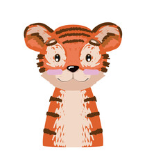 Hand drawn vector tiger portrait. Nursery art.