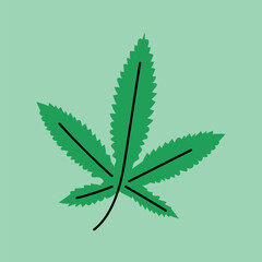 Wall Mural - Leaf marijuana black line icon. Narcotic substance.