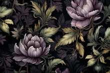 Elegant Purple Flowers On Black Background