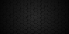 Background Of Abstract Black 3d Hexagon Background Design A Dark Honeycomb Grid Pattern. Abstract Octagons Dark 3d Background.Black Geometric Background For Design.