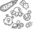 a vector of many items related to space and galaxy coloring