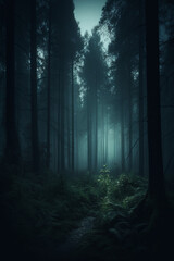 Wall Mural - night in the forest generative ai