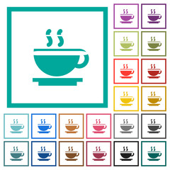 Poster - Cup of coffee flat color icons with quadrant frames