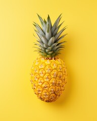 Canvas Print - Pineapple on yellow background.