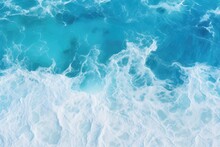 Aerial View Of Blue Ocean Water Surface Texture Background. Top View.Generative AI