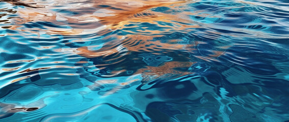 ripple water surface abstract blue texture wave banner background sea summer. Generative AI.