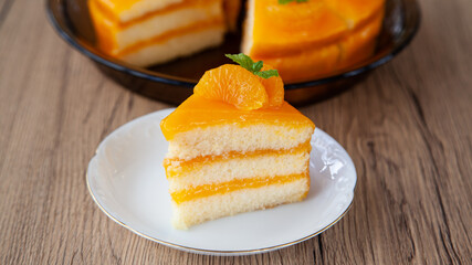 Wall Mural - Refreshing orange sponge layer cake