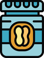 Poster - Cream food icon outline vector. Peanut butter. Spread natural snack color flat