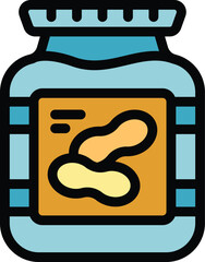 Poster - Butter jar icon outline vector. American peanut. Cream food color flat