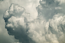 Close-up Of A Cumulus Cloud In The Sky Before Rain - Shot Through A Telephoto Lens