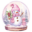 snowman with christmas tree watercolor, artwork, clip art, clipart, water color