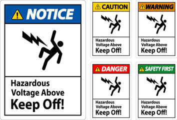 Wall Mural - Danger Sign - Hazardous Voltage Above Keep Off