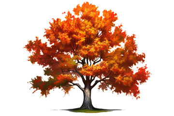 Wall Mural - Beautiful autumn foliage of a sugar maple tree isolated on a transparent background