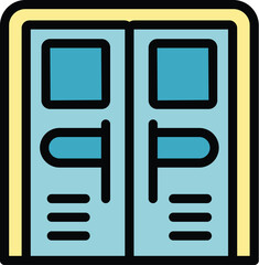 Sticker - Door handle icon outline vector. Wood design. Knob different color flat