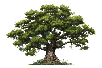 Wall Mural - High-quality green tree with leaves and branches isolated on a transparent background