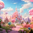 candy palace in the fantasy world of kingdoms and roads, generative ai