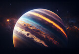 Fototapeta  - Jupiter in sky at night background asset game 2D futuristic generative ai