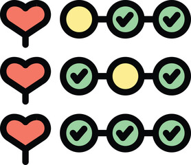 Sticker - Aid heart icon outline vector. Person charity. Care medicine color flat