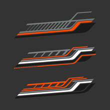 Car Wrap Sticker Design Variations Geometric Stripes. Racing Style Vinyl Sticker. Vector Illustration