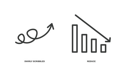 Wall Mural - set of user interface thin line icons. user interface outline icons included swirly scribbled arrow,