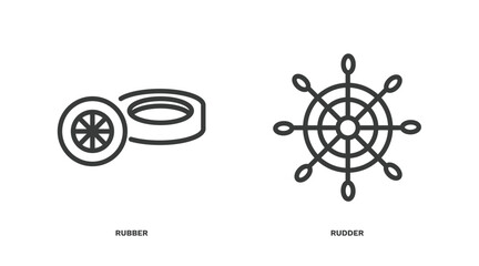 Canvas Print - set of travel and trip thin line icons. travel and trip outline icons included rubber, rudder vector.