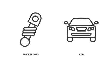 Canvas Print - set of transportation thin line icons. transportation outline icons included shock breaker, auto vector.