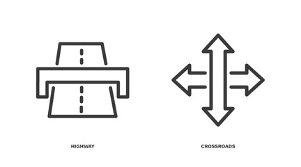 Sticker - set of traffic signs thin line icons. traffic signs outline icons included highway, crossroads vector.