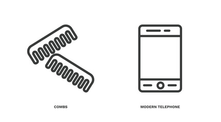 Sticker - set of tools and utensils thin line icons. tools and utensils outline icons included combs, modern telephone vector.