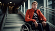 Portrait of a young man in a wheelchair
