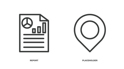 Sticker - set of strategy thin line icons. strategy outline icons included report, placeholder vector.