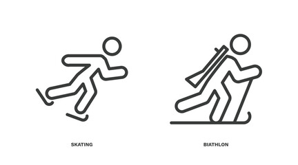 Sticker - set of sport and game thin line icons. sport and game outline icons included skating, biathlon vector.