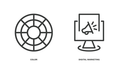 Wall Mural - set of social media marketing thin line icons. social media marketing outline icons included color, digital marketing vector.