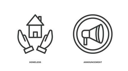 Wall Mural - set of social media marketing thin line icons. social media marketing outline icons included homeless, announcement vector.