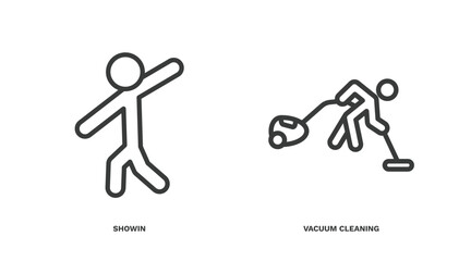 Canvas Print - set of humans and behavior thin line icons. humans and behavior outline icons included showin, vacuum cleaning vector.