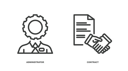 Wall Mural - set of human resources thin line icons. human resources outline icons included administrator, contra