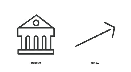 Wall Mural - set of history thin line icons. history outline icons included museum, arrow vector.