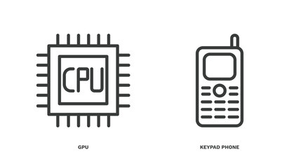 Wall Mural - set of hardware and equipment thin line icons. hardware and equipment outline icons included gpu, ke
