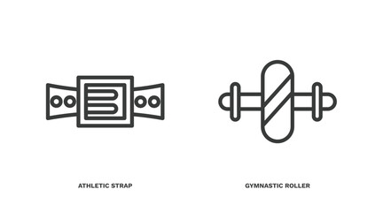 Sticker - set of fitness and gym thin line icons. fitness and gym outline icons included athletic strap, gymnastic roller vector.