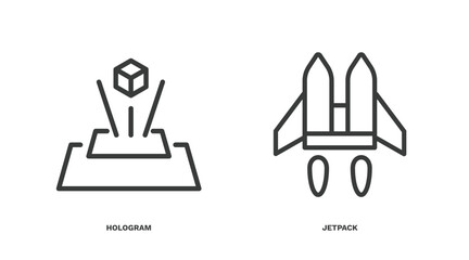 Poster - set of automation and high thin line icons. automation and high outline icons included hologram, jetpack vector.