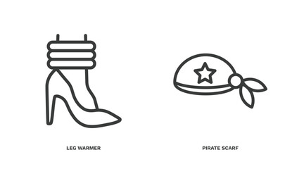 Poster - set of fashion and things thin line icons. fashion and things outline icons included leg warmer, pirate scarf vector.