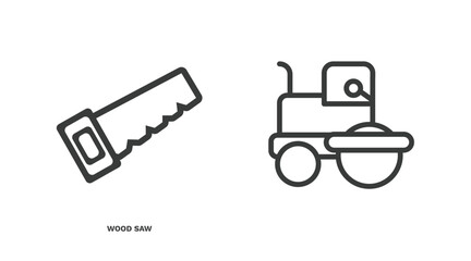 Sticker - set of construction thin line icons. construction outline icons included wood saw, vector.