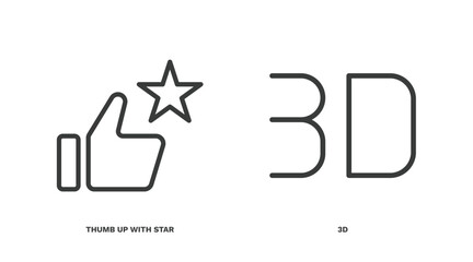 Wall Mural - set of cinema and theater thin line icons. cinema and theater outline icons included thumb up with s