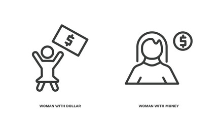 Wall Mural - set of business and finance thin line icons. business and finance outline icons included woman with 