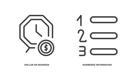 Wall Mural - set of business and finance thin line icons. business and finance outline icons included dollar on b