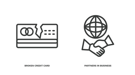 Wall Mural - set of business and finance thin line icons. business and finance outline icons included broken cred