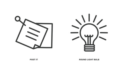 Poster - set of business thin line icons. business outline icons included post it, round light bulb vector.