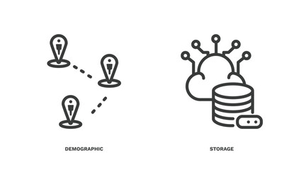 Wall Mural - set of artificial intellegence thin line icons. artificial intellegence outline icons included demographic, storage vector.