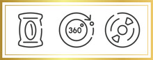 Computer Outline Icons Set. Linear Icons Sheet Included Pack, 360 Degrees, Cds Vector.