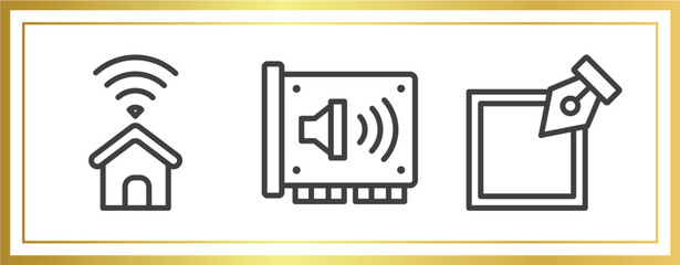 Canvas Print - web development outline icons set. linear icons sheet included smarthome, sound card, edit tool vector.