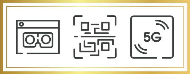 Canvas Print - mobile interface outline icons set. linear icons sheet included scammer, qr scan, 5g vector.